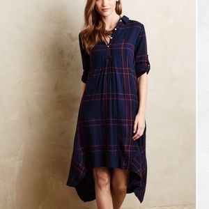 Mint Anthropologie plaid handkerchief dress